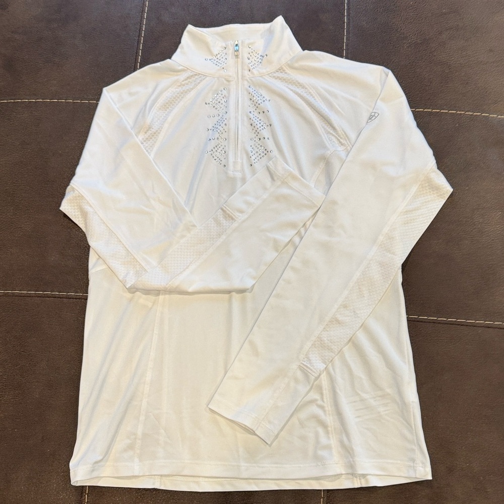 AriatTek Heat Series White Equestrian Shirt NWOT